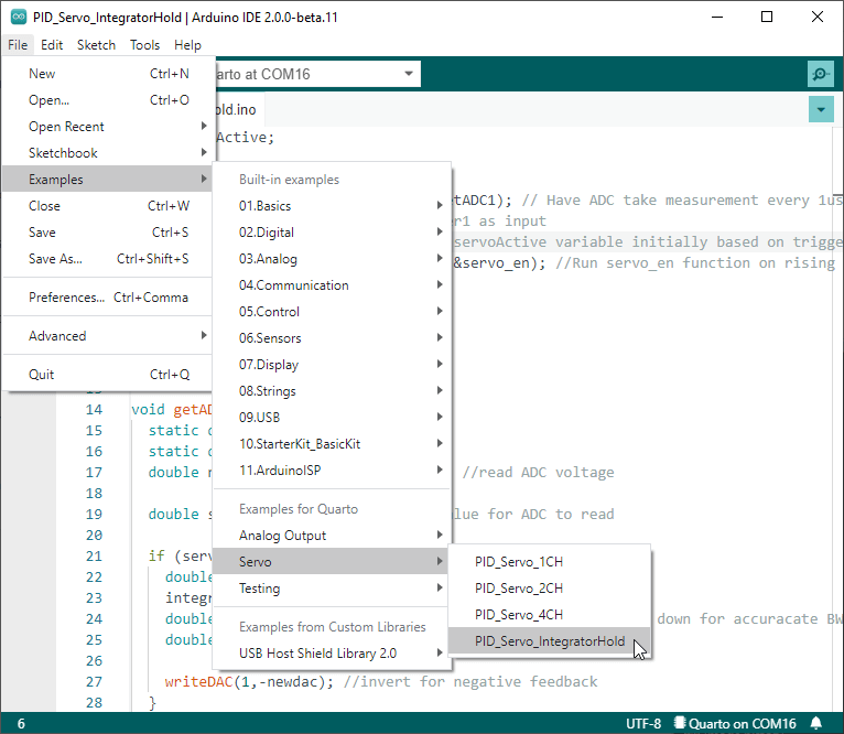 Load Examples inside Arduino IDE